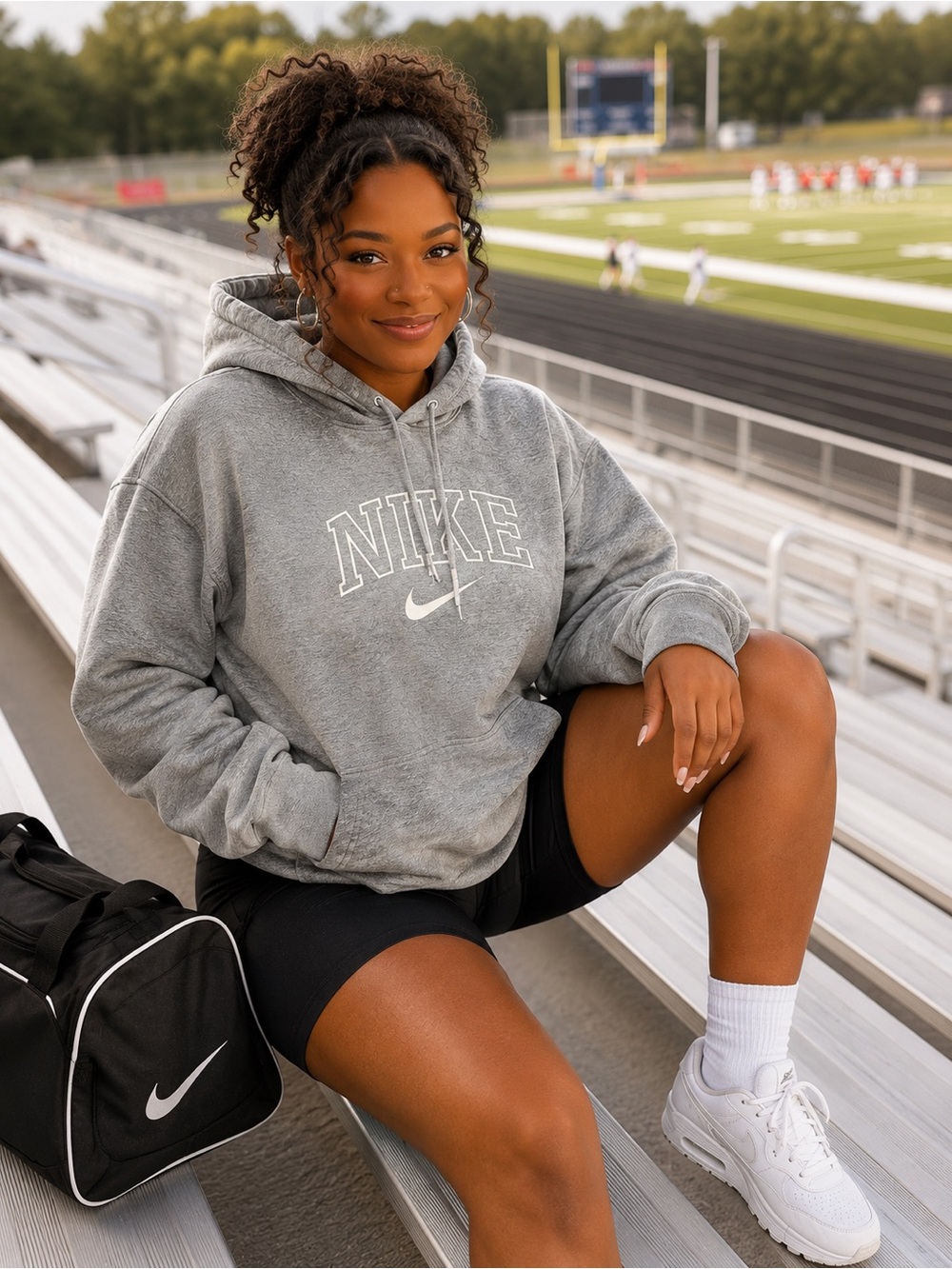 Nike Gray Women’s Pullover Hoodie with Front Logo